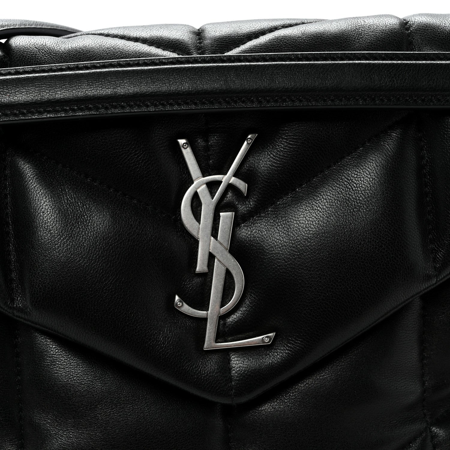 Saint Laurent Lambskin Quilted Small Loulou Puffer Monogram Chain Satchel Black 7 of 9