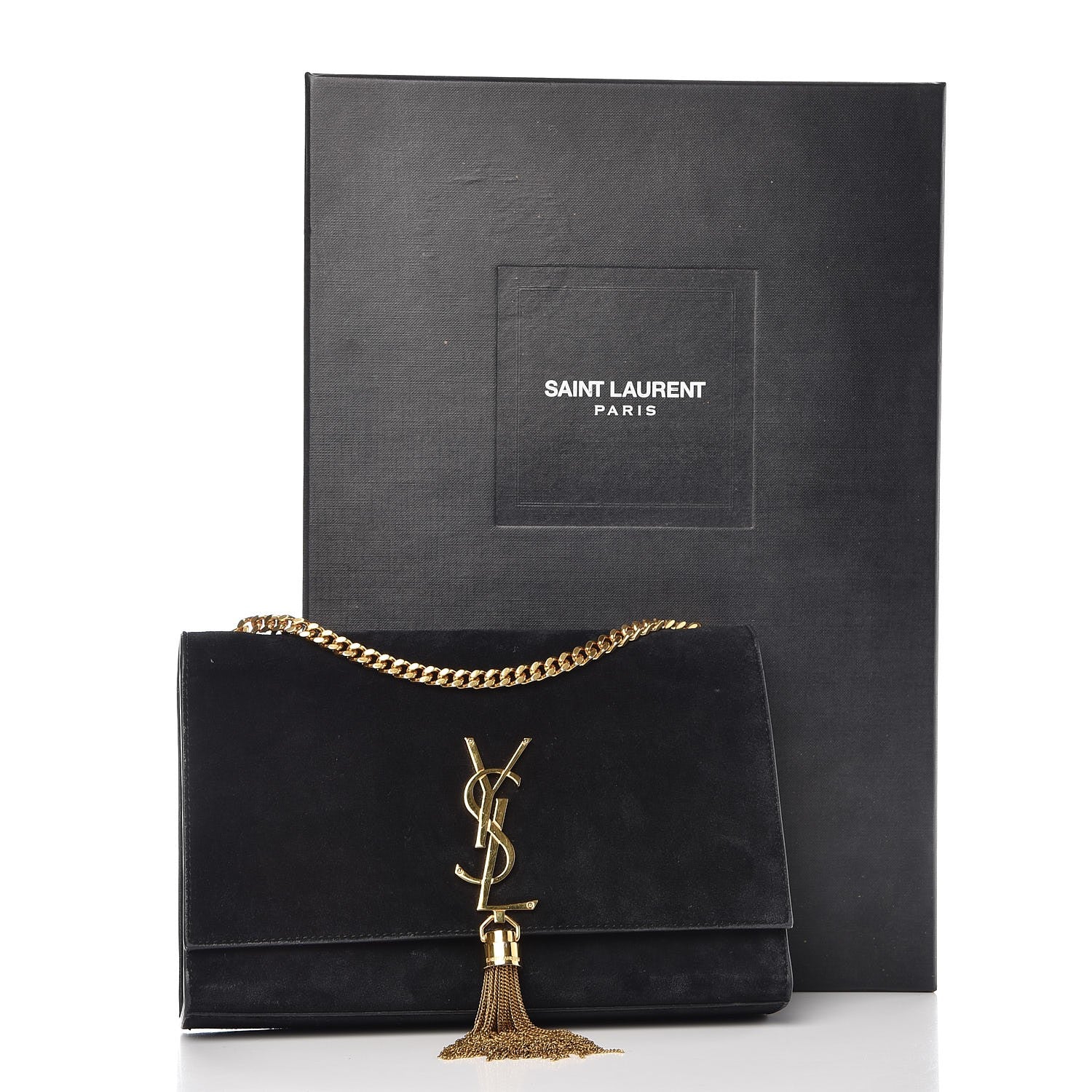 Saint Laurent Suede Medium Classic Monogram Kate Tassel Satchel Black 13 of 13