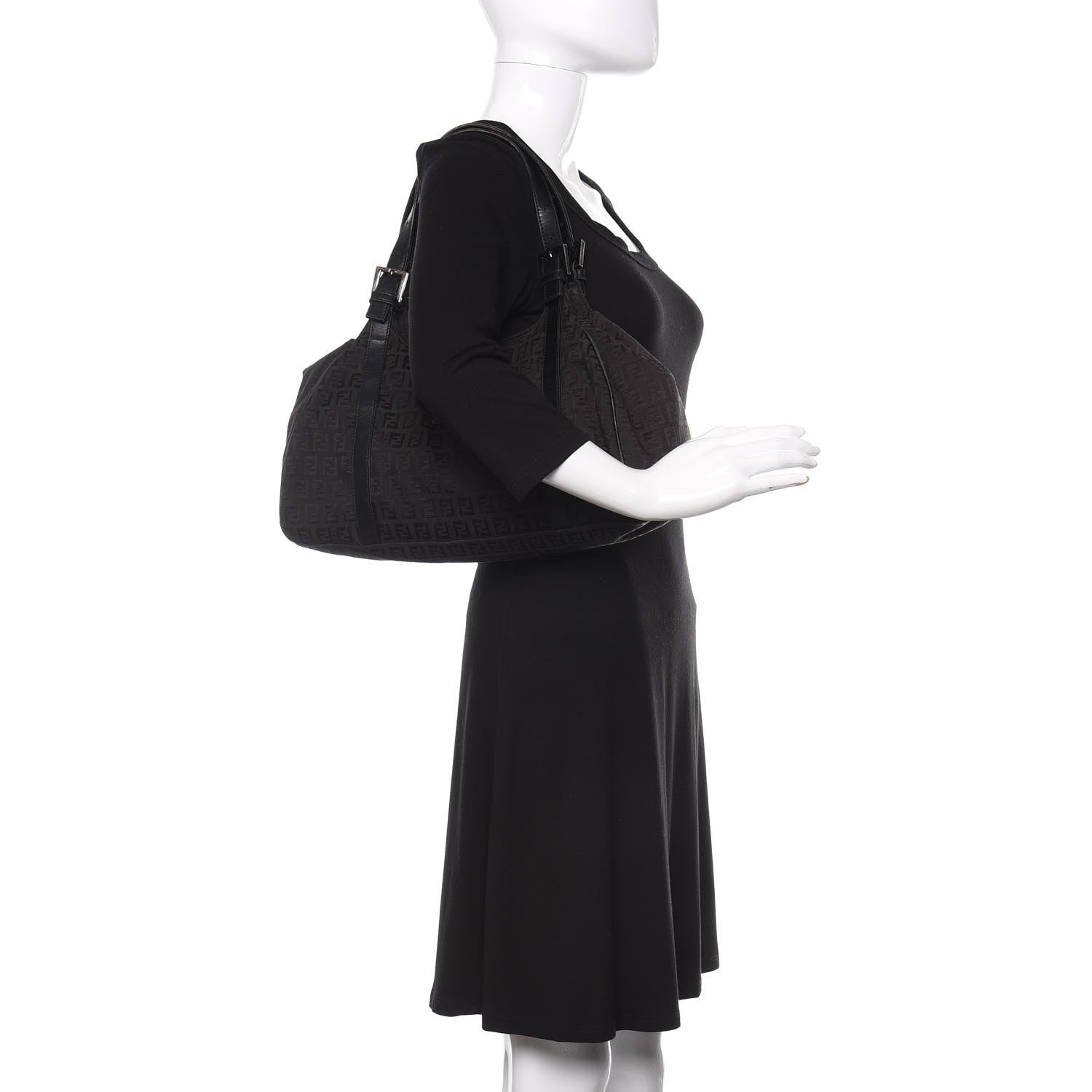 Fendi Zucchino Shoulder Bag Black 2 of 17