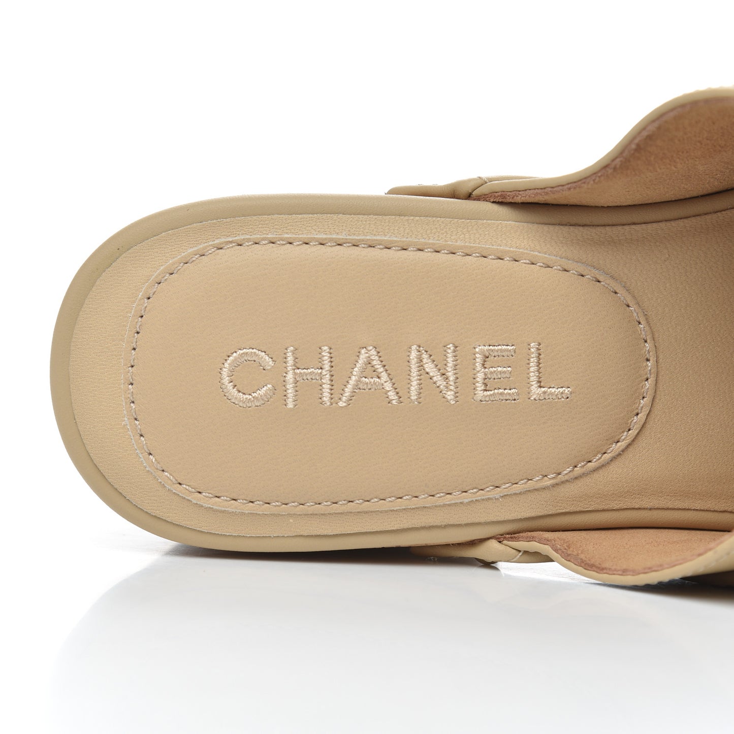 Calfskin CC Turn Lock Clogs 37 Beige