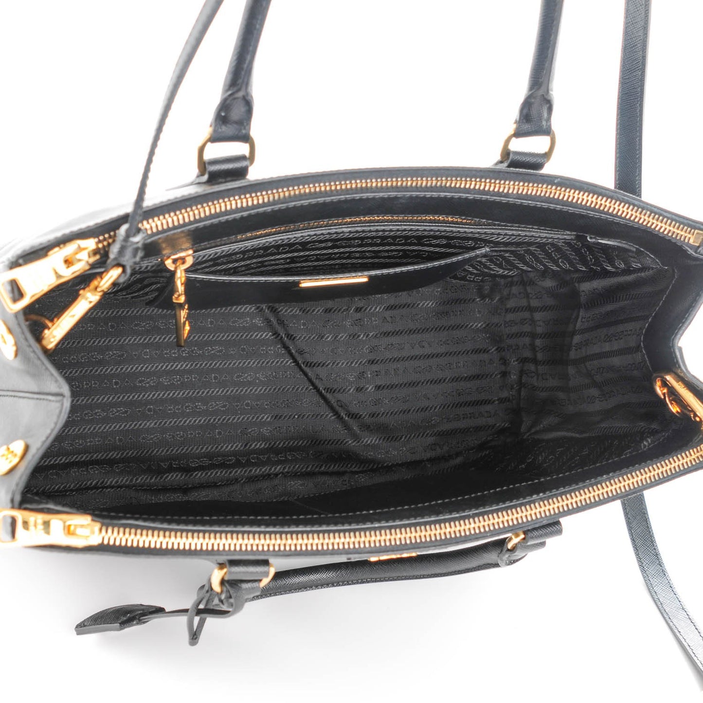 Saffiano Medium Galleria Double Zip Tote Black