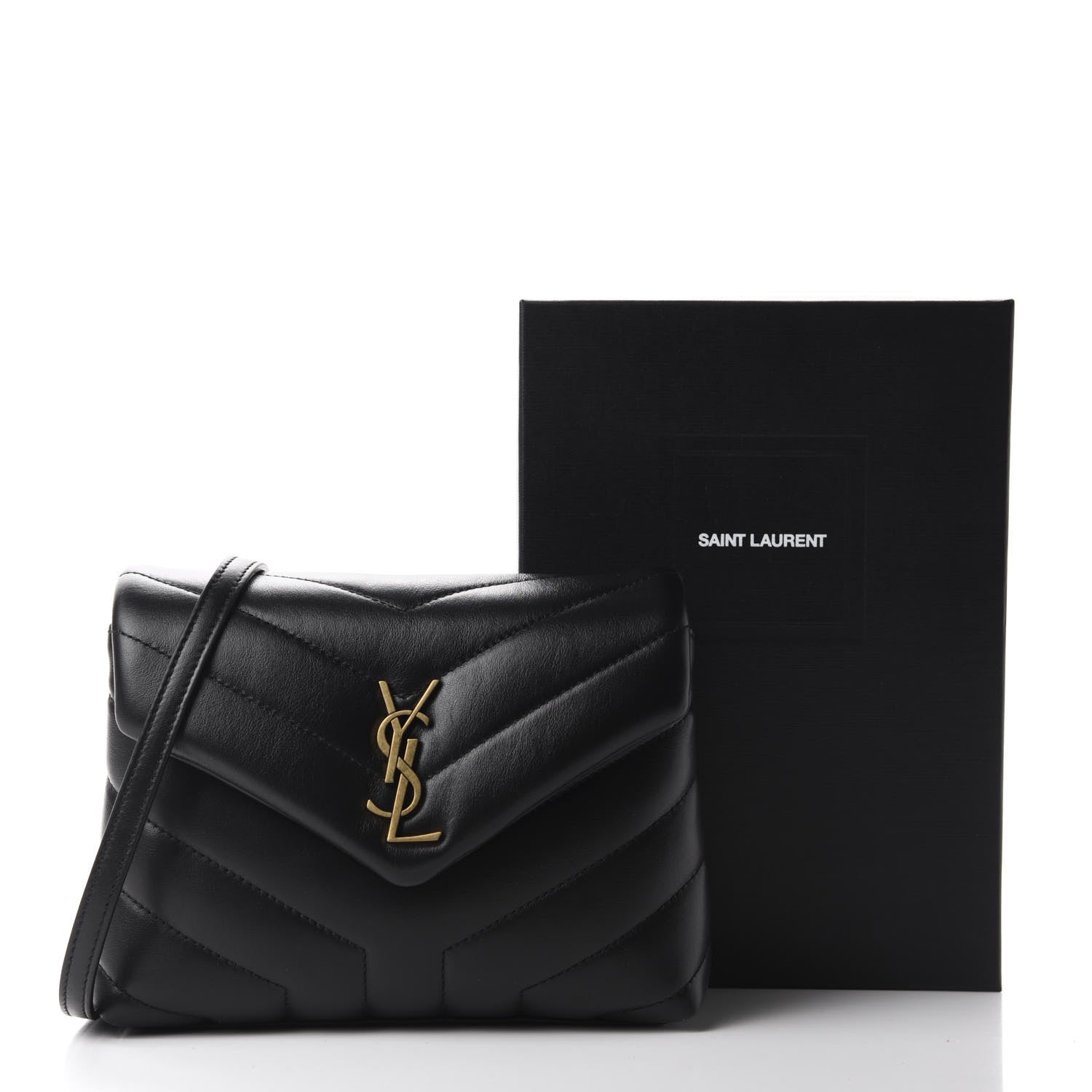 Saint Laurent Calfskin Y Quilted Monogram Toy Loulou Crossbody Bag Black 12 of 12