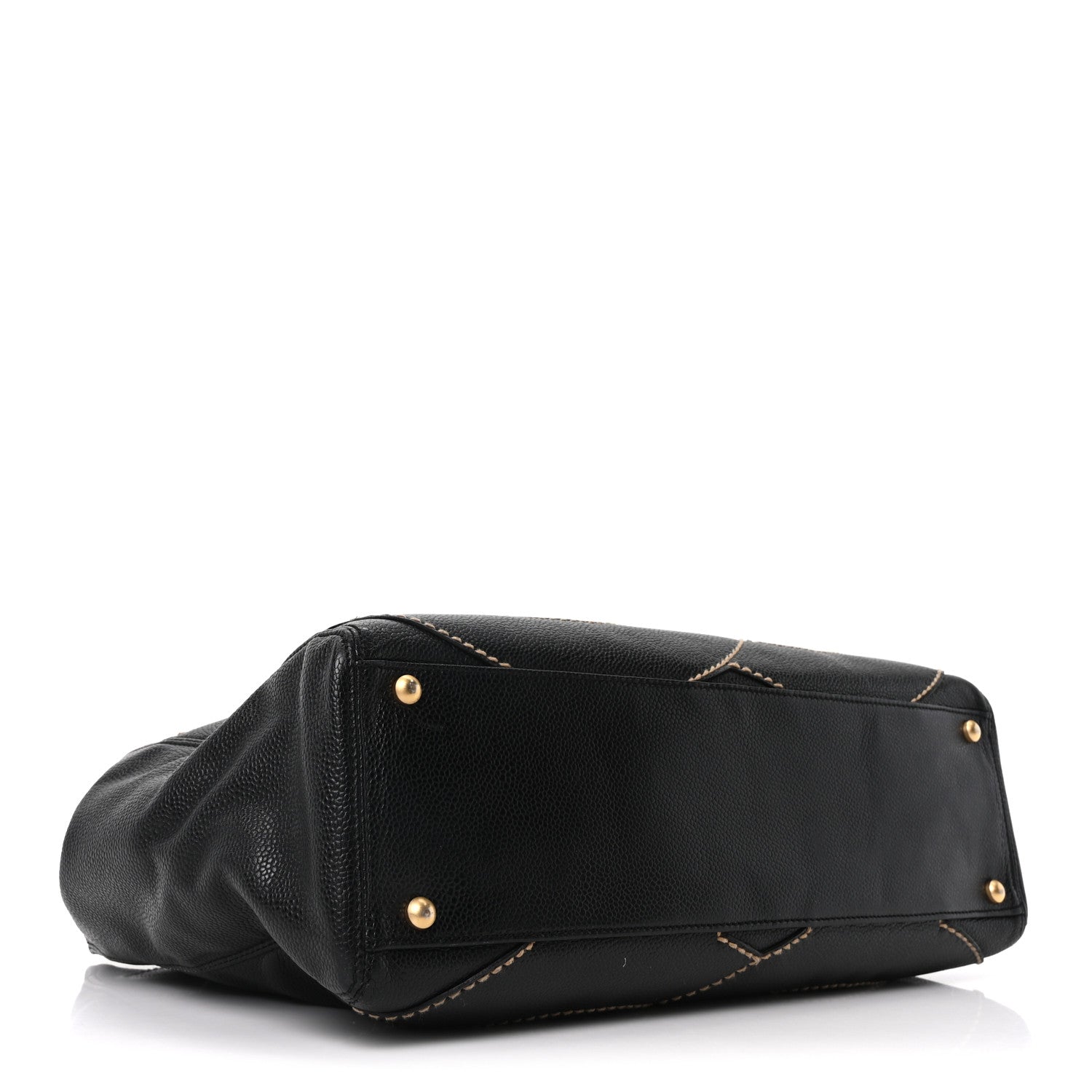 Chanel Caviar CC Stitched Medium Tote Black Black 4 of 10