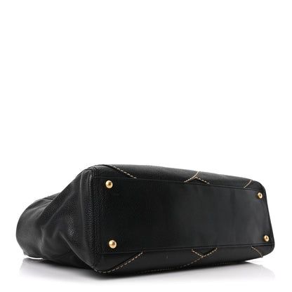 Chanel Caviar CC Stitched Medium Tote Black Black 4 of 10