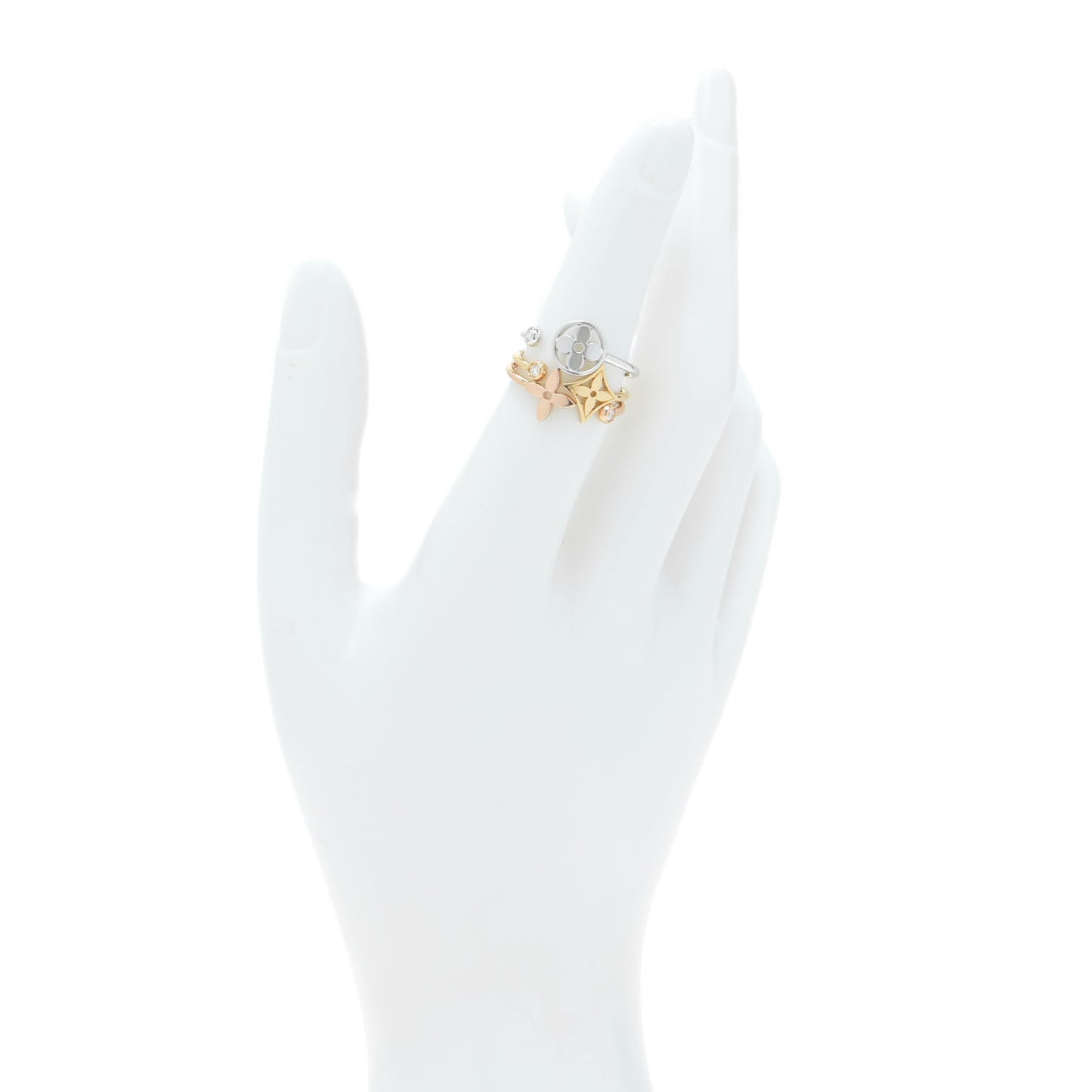 18K Yellow Pink White Gold Diamond Idylle Blossom Ring 3 Set 52 6