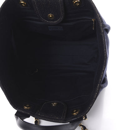 Chanel Lurex Canvas Medium Deauville Tote Navy Blue Gold 5 of 10