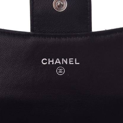 Chanel Aged Calfskin Chevron Quilted Card Holder Wallet So Black 6 of 13