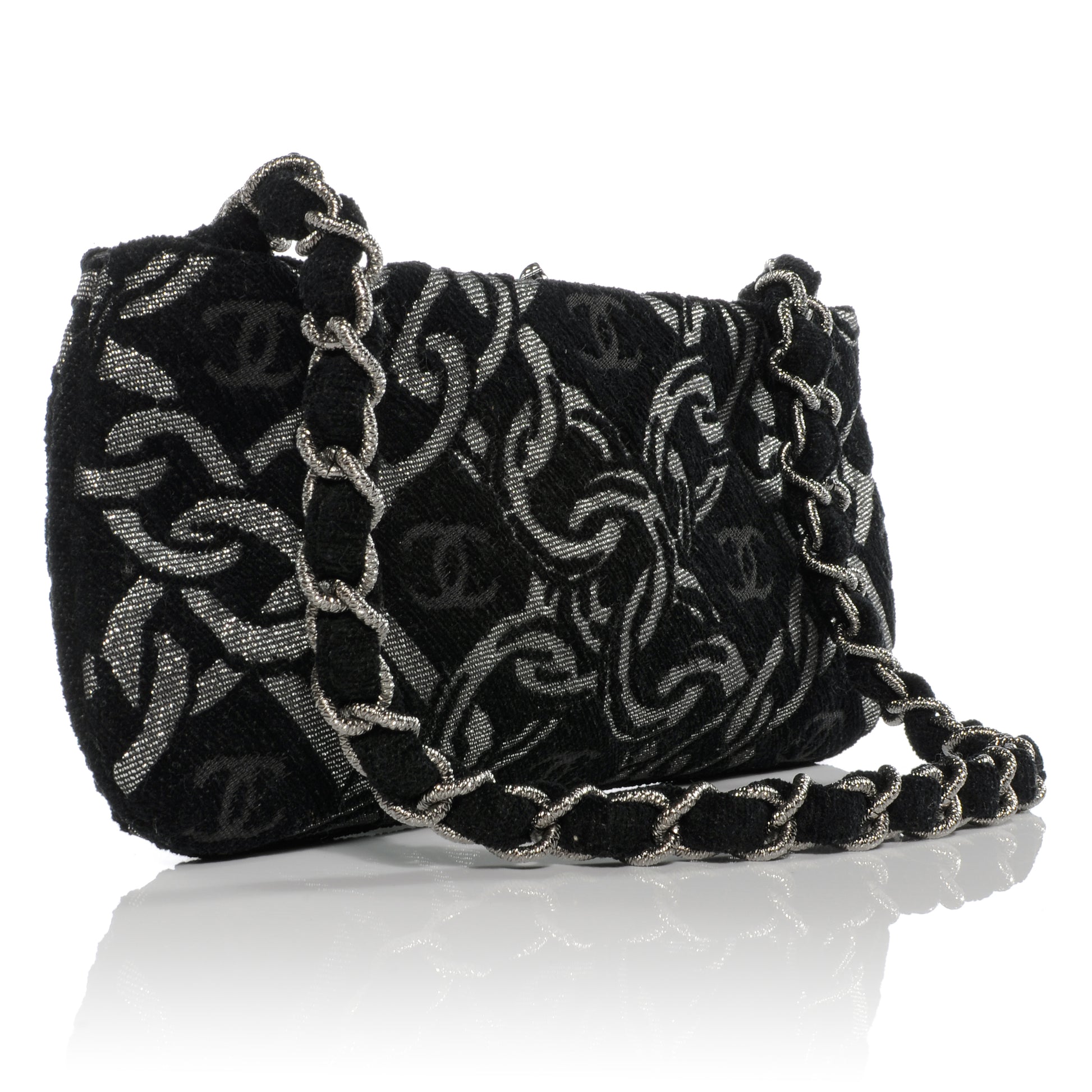 Chanel Silver CC Chain Pochette Black 4 of 8