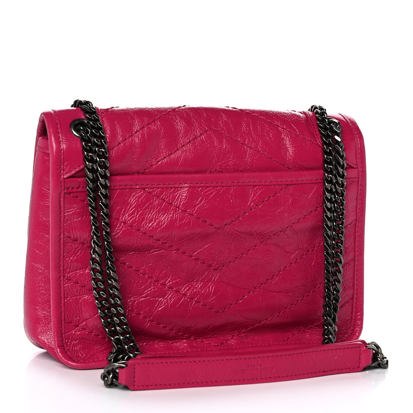 Crinkled Calfskin Matelasse Monogram Baby Niki Chain Satchel Freesia