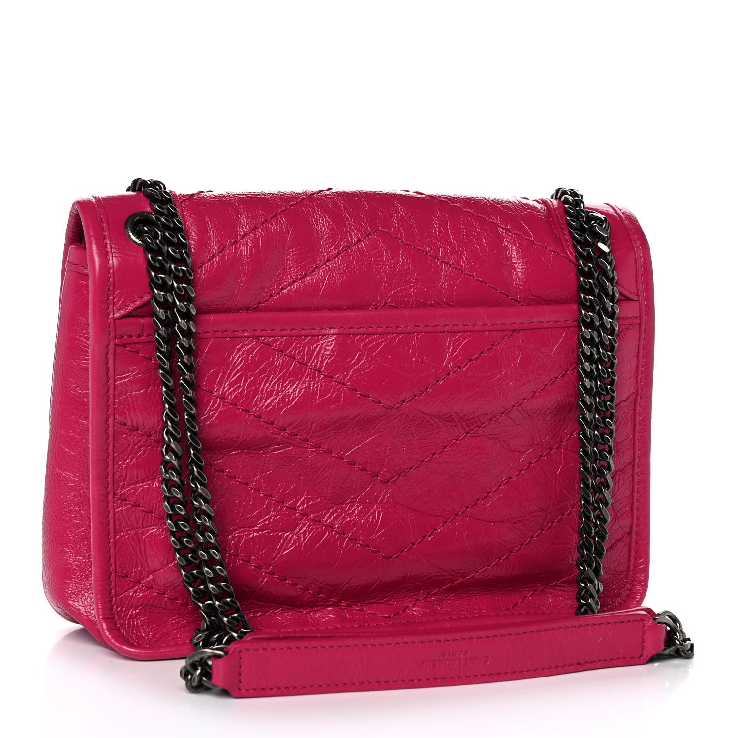 Saint Laurent Crinkled Calfskin Matelasse Monogram Baby Niki Chain Satchel Freesia 3 of 10