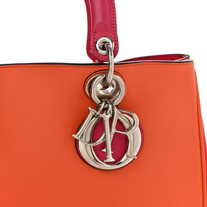 Christian Dior Smooth Calfskin Medium Tri-Color Diorissimo Tote Orange Fuchsia Red 9 of 12