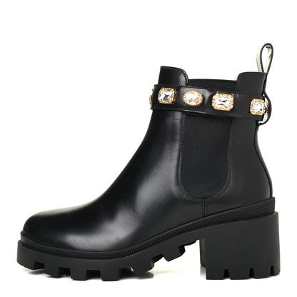 Gucci Calfskin Crystal GG Trip Chelsea Ankle Boots 40 Black 1 of 4