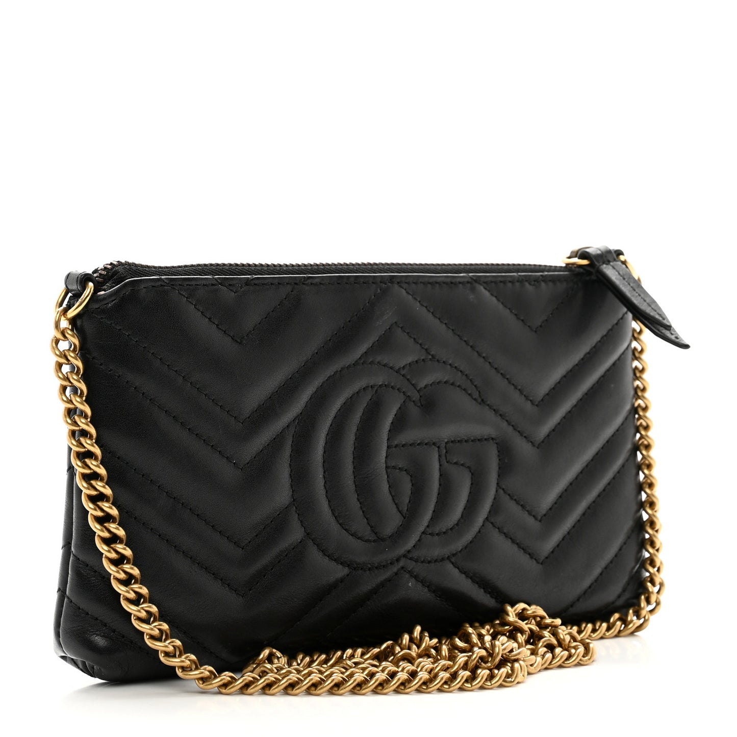 Calfskin Matelasse Mini GG Marmont Chain Bag Black
