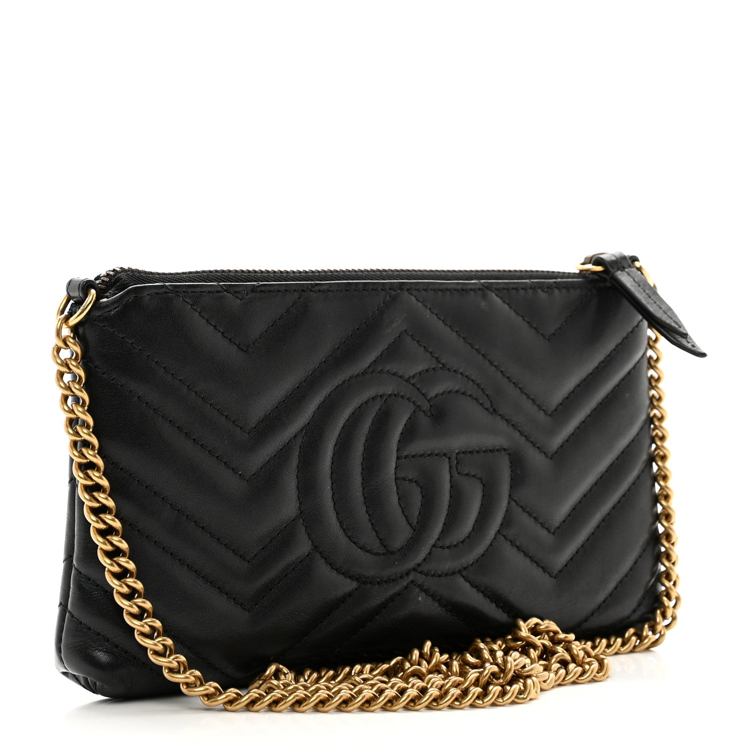 Gucci Calfskin Matelasse Mini GG Marmont Chain Bag Black 3 of 10