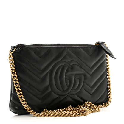 Gucci Calfskin Matelasse Mini GG Marmont Chain Bag Black 3 of 10