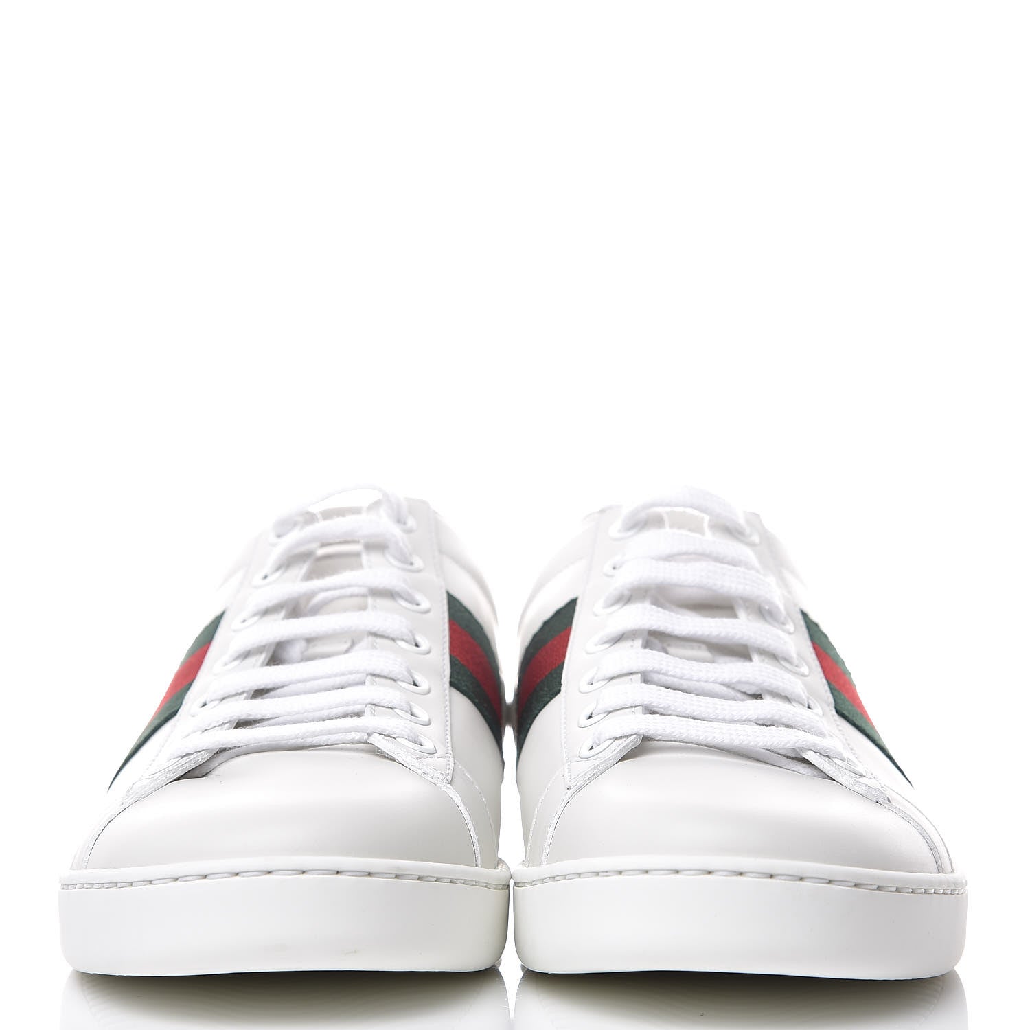 Gucci Calfskin Crocodile Web Womens Ace Sneakers 37.5 White Green 2 of 10