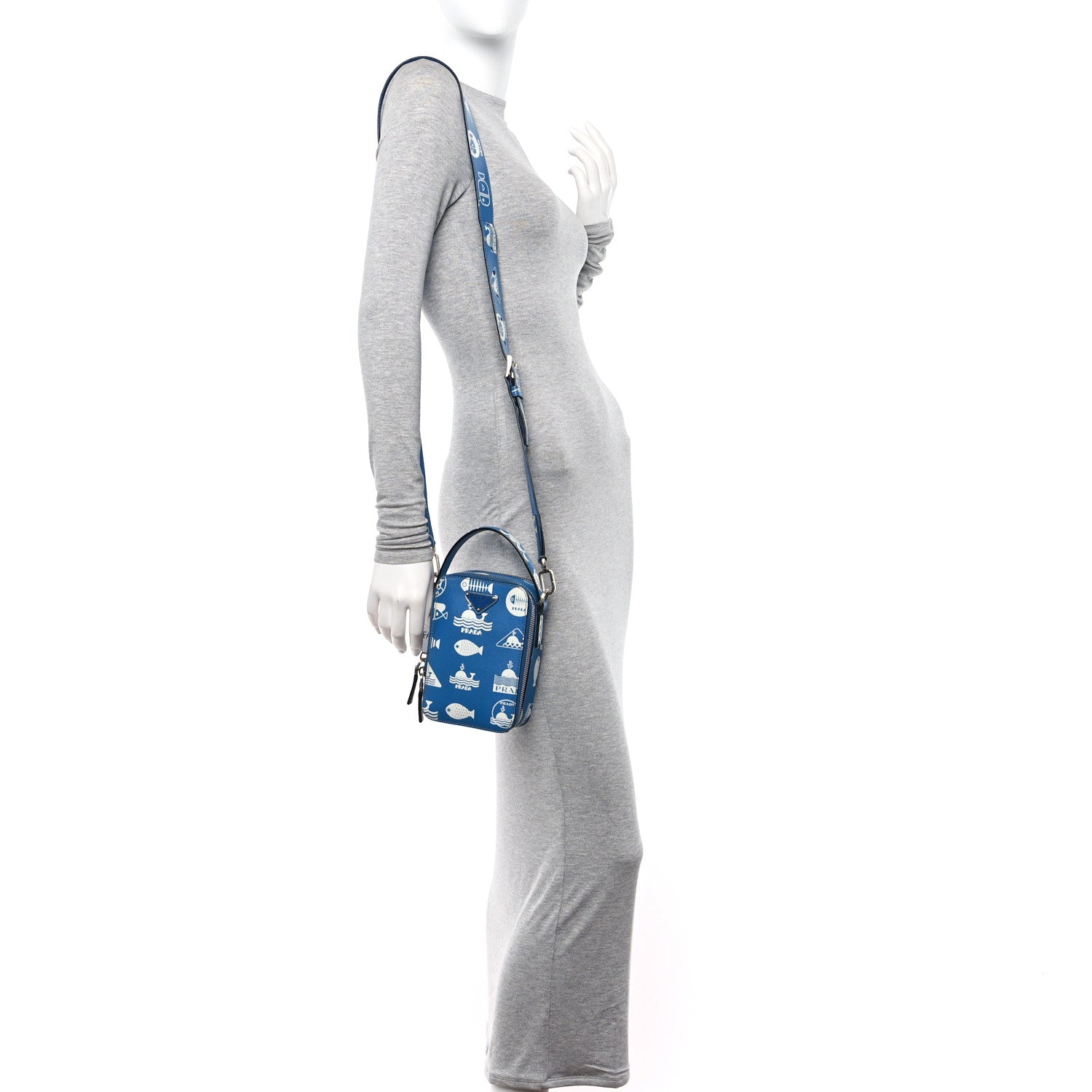 Prada Saffiano Whale Brique Crossbody Messenger Bag Marea 2 of 12