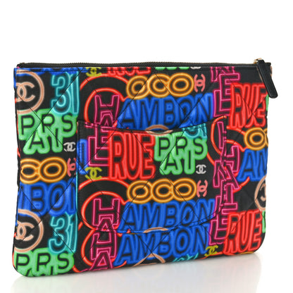 Chanel Fabric Quilted Neon Graffiti O Case Black Multicolor 3 of 8