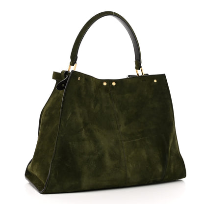 Fendi Camoscio Glazed Fabric FF 1974 Large Peekaboo X-Lite Amazzonia Mogano Panna 3 of 12