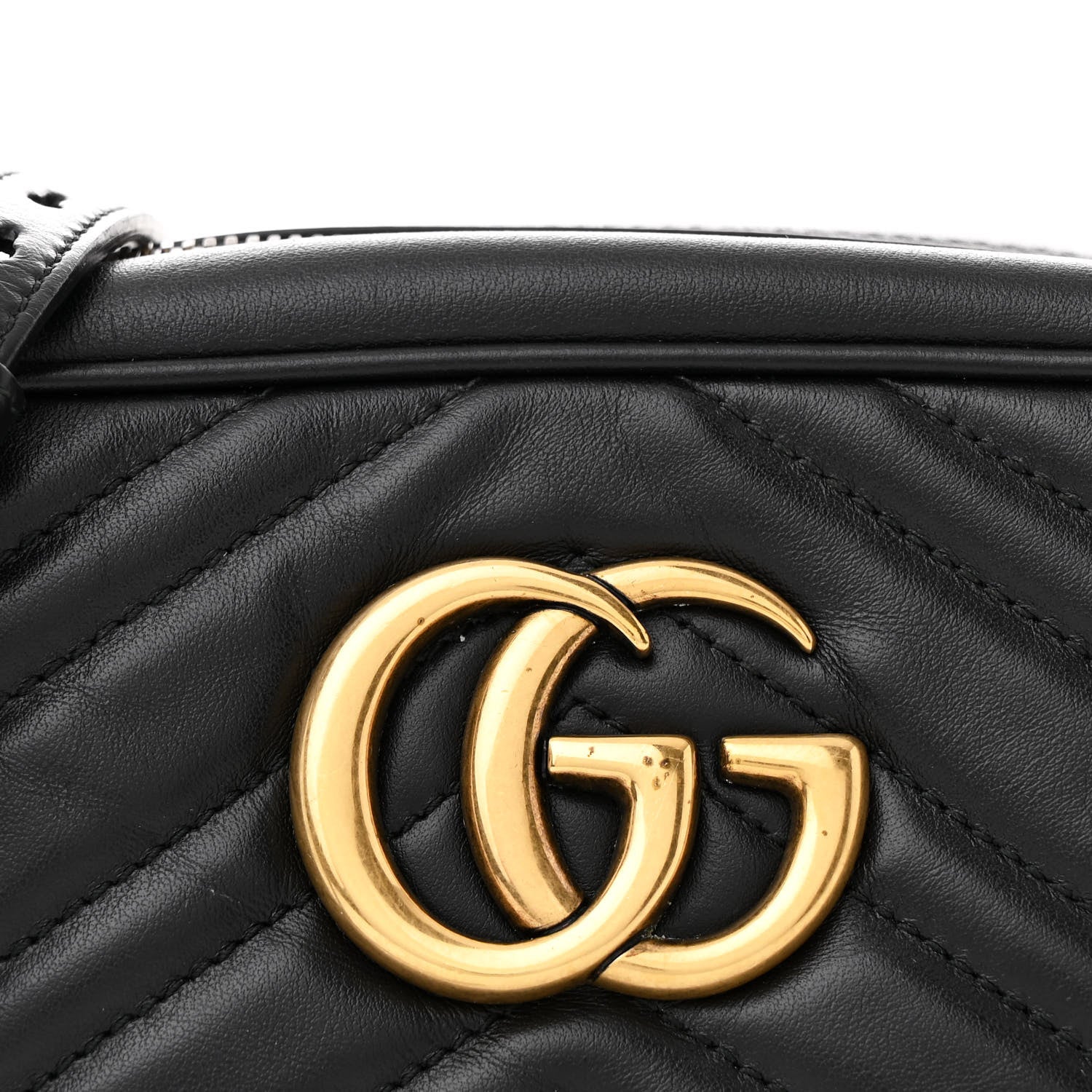 Gucci Calfskin Matelasse Small GG Marmont Chain Shoulder Bag Black 8 of 11