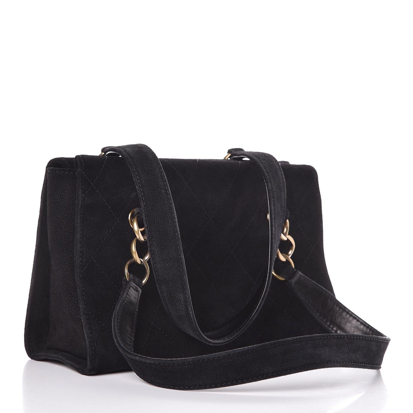 Iridescent Caviar Quilted Tote Black