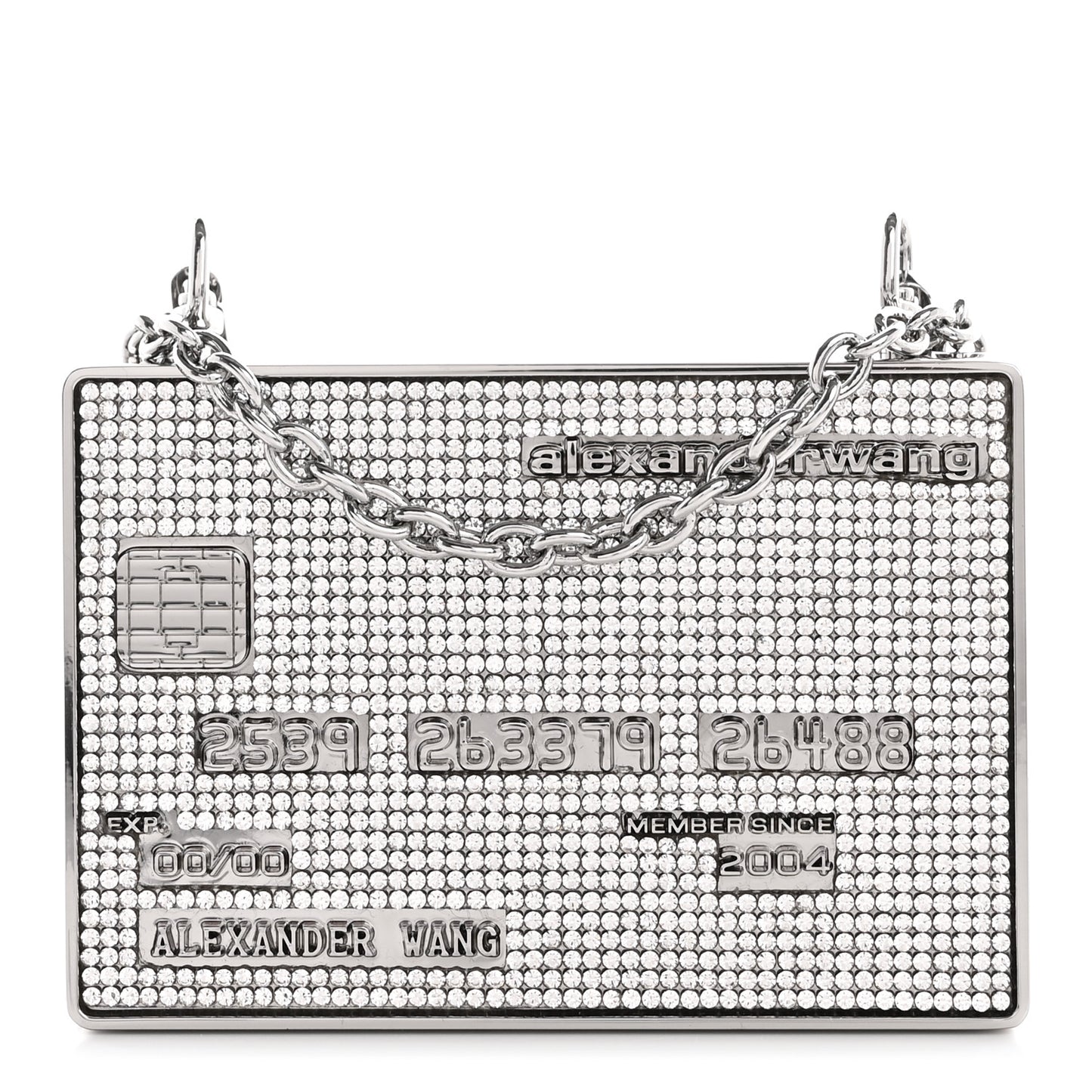 Crystal Credit Card Wangloc Minaudiere Clutch  Silver