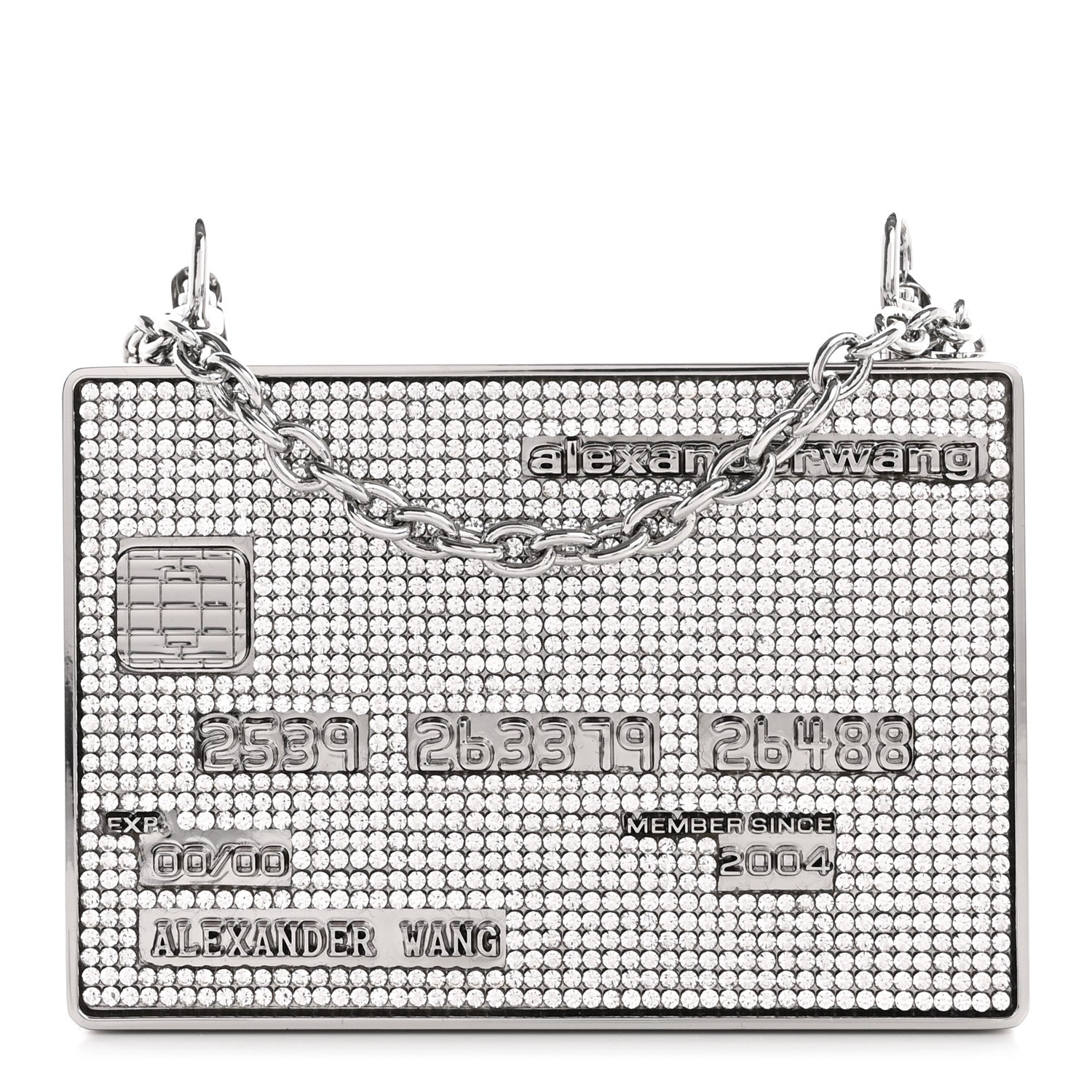 Alexander Wang Crystal Credit Card Wangloc Minaudiere Clutch  Silver 1 of 11