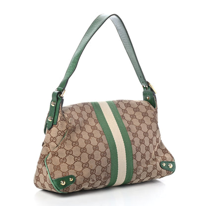 Gucci Monogram Horsebit Web Flap Bag Green 2 of 5