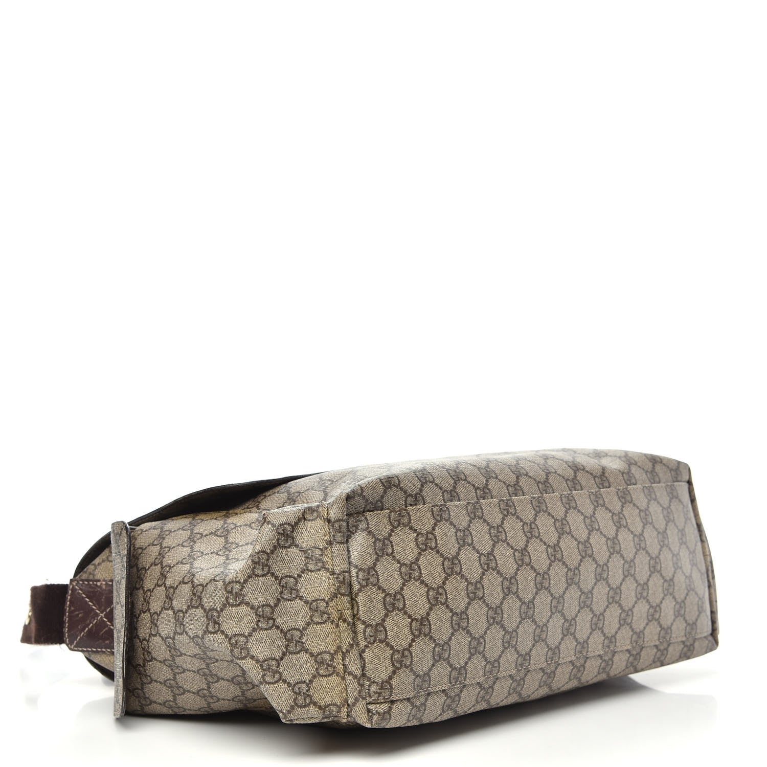Gucci GG Supreme Monogram Selleria Calfskin Messenger Diaper Bag Beige Ebony Cocoa Dark Chocolate 4 of 16