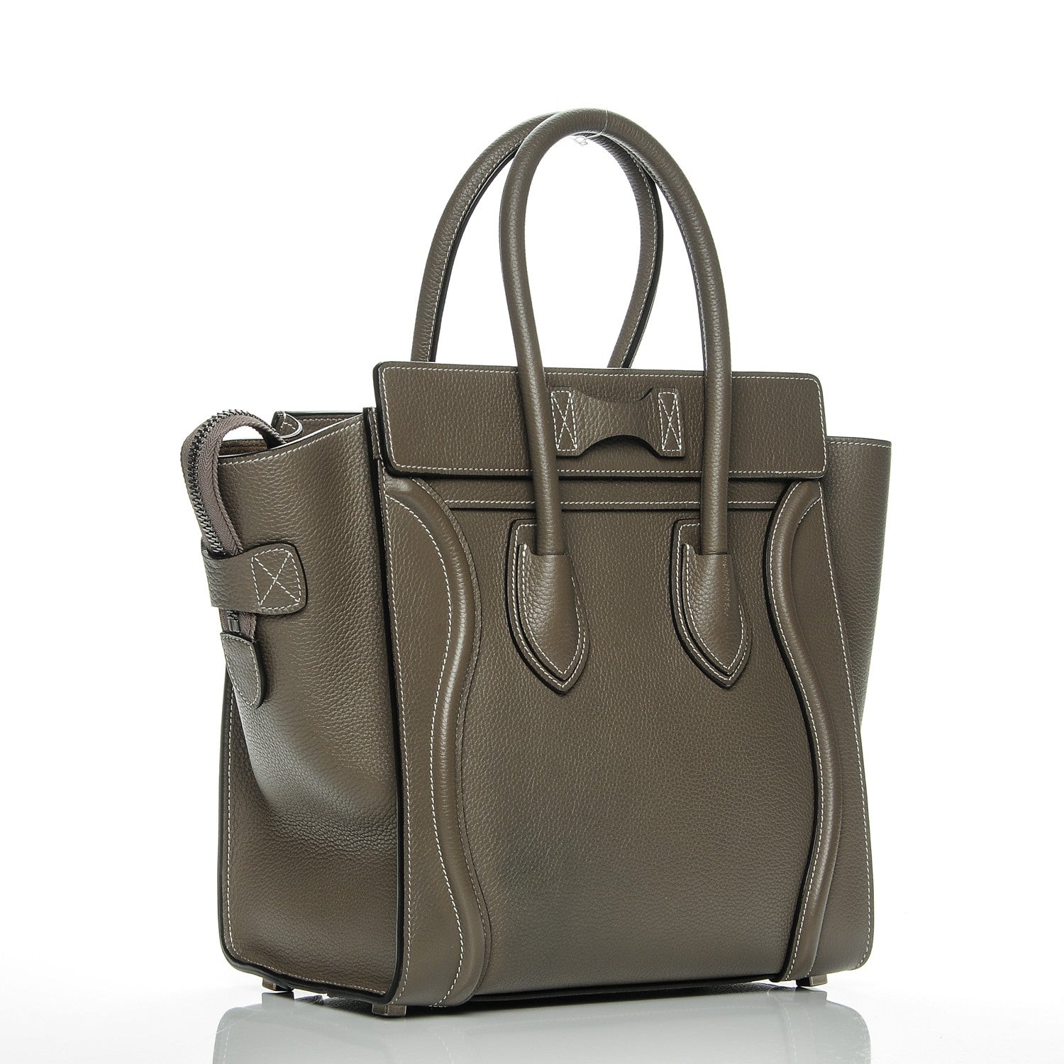 Celine Drummed Calfskin Micro Luggage Souris 3 of 6