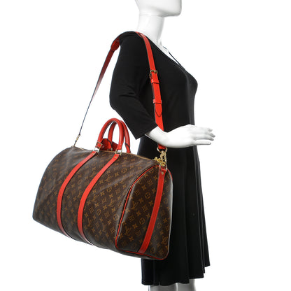 Louis Vuitton Calfskin Monogram Keepall Bandouliere 50 Coquelicot 2 of 10