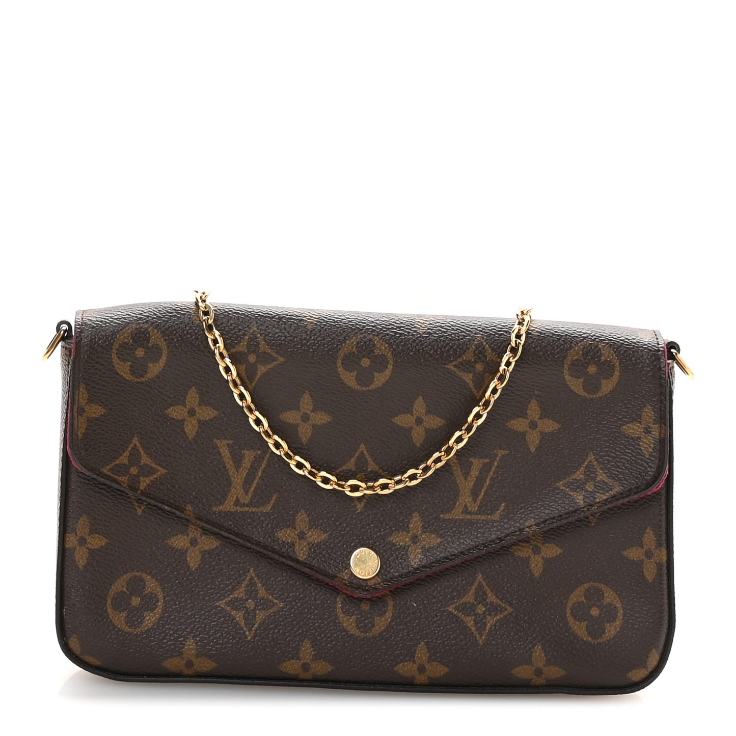 Monogram Pochette Felicie Chain Wallet Fuchsia