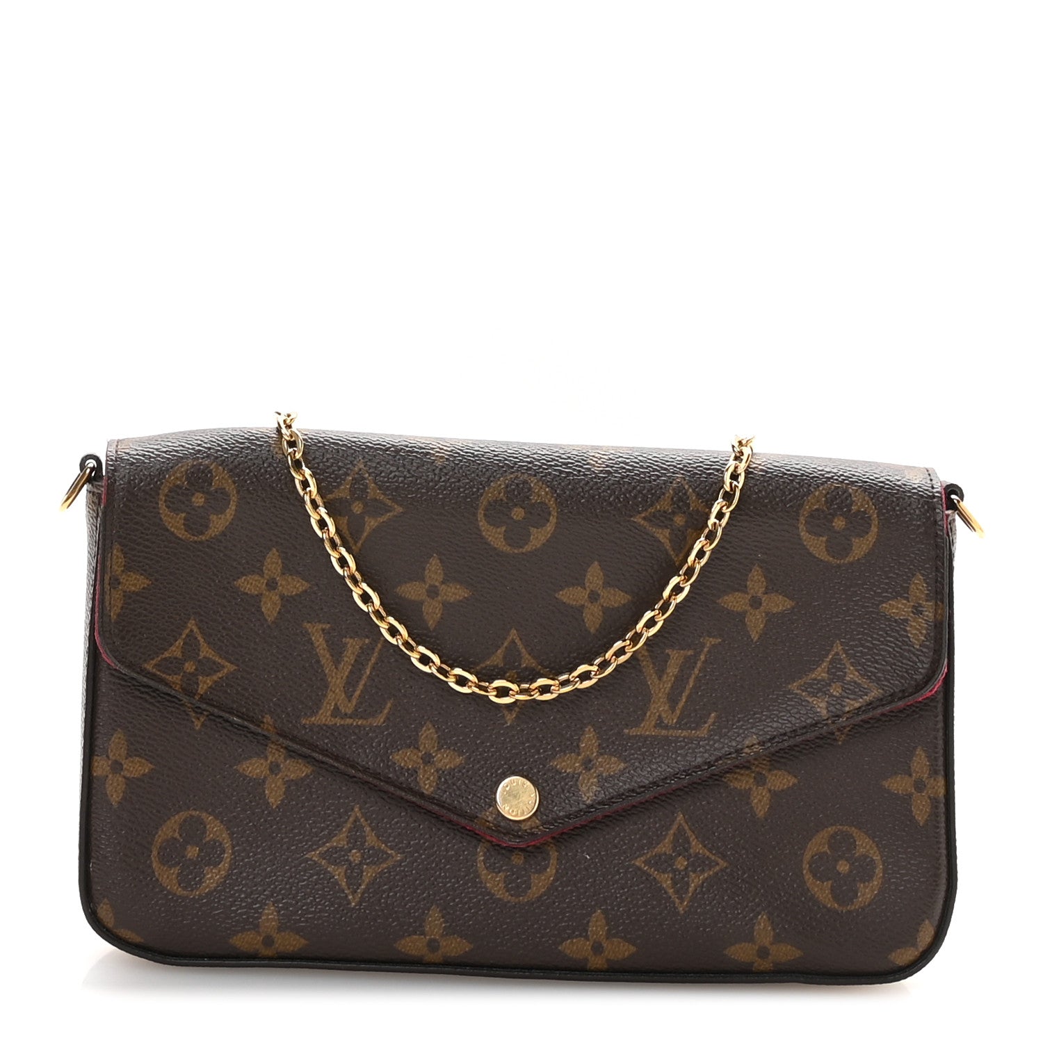 Louis Vuitton Monogram Pochette Felicie Chain Wallet Fuchsia 1 of 14
