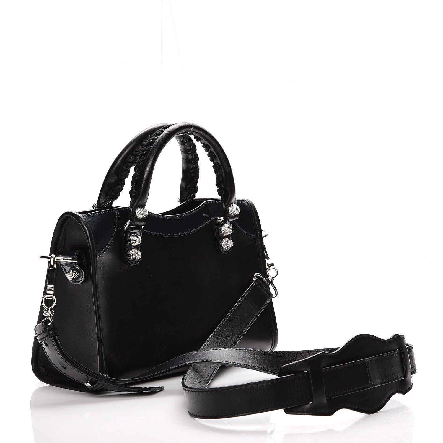Balenciaga Smooth Calfskin Metallic Patent Giant 12 Silver Hardware Mini City Black Gris 4 of 8