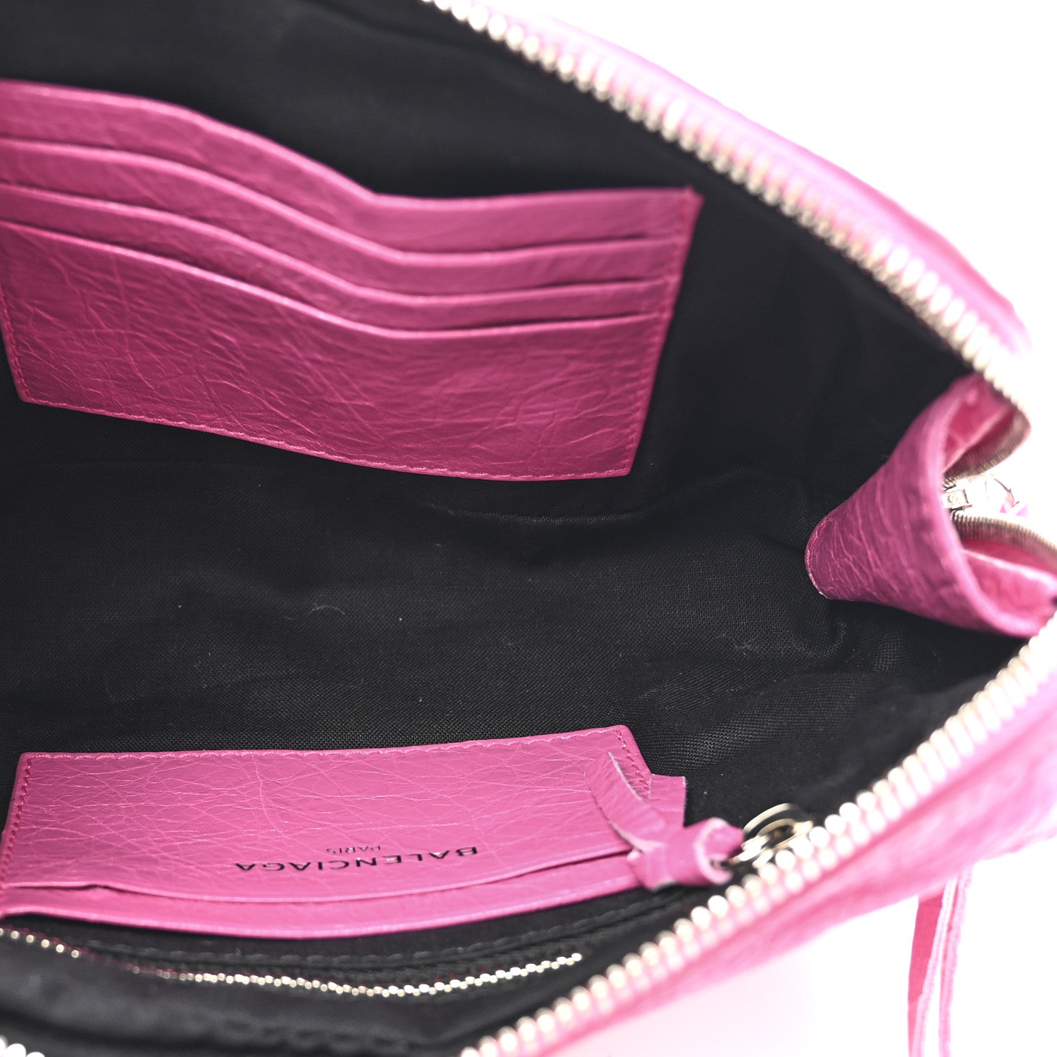 Balenciaga Agneau Arena Classic Silver Hardware Pouch With A Chain Crossbody Rose Flamingo 5 of 14