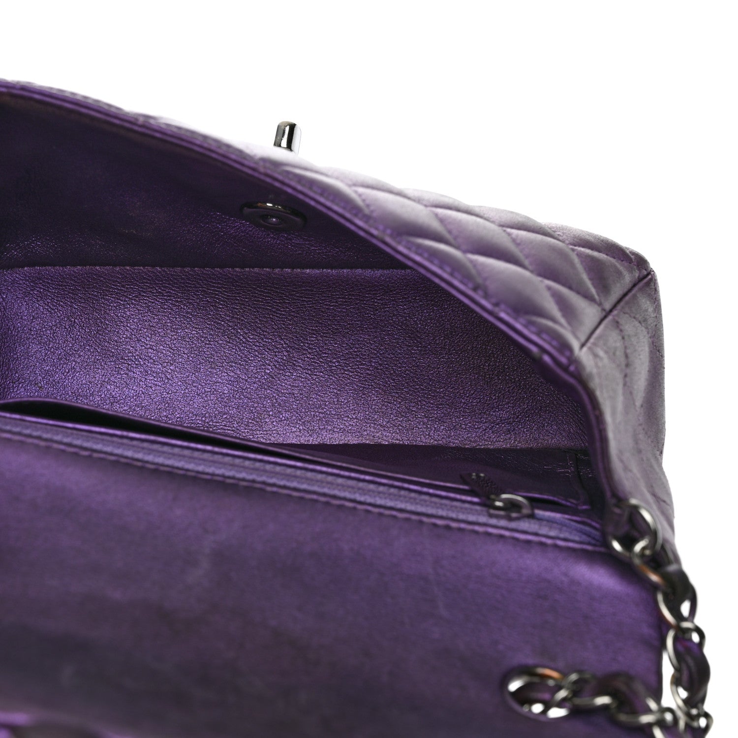 Chanel Iridescent Lambskin Quilted Mini Rectangular Flap Dark Purple 5 of 12