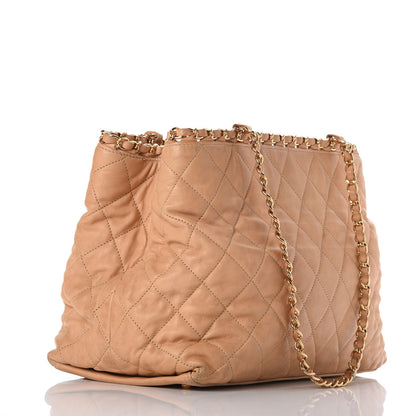 Chanel Calfskin Quilted Small Chain Me Tote Light Beige 3 of 15