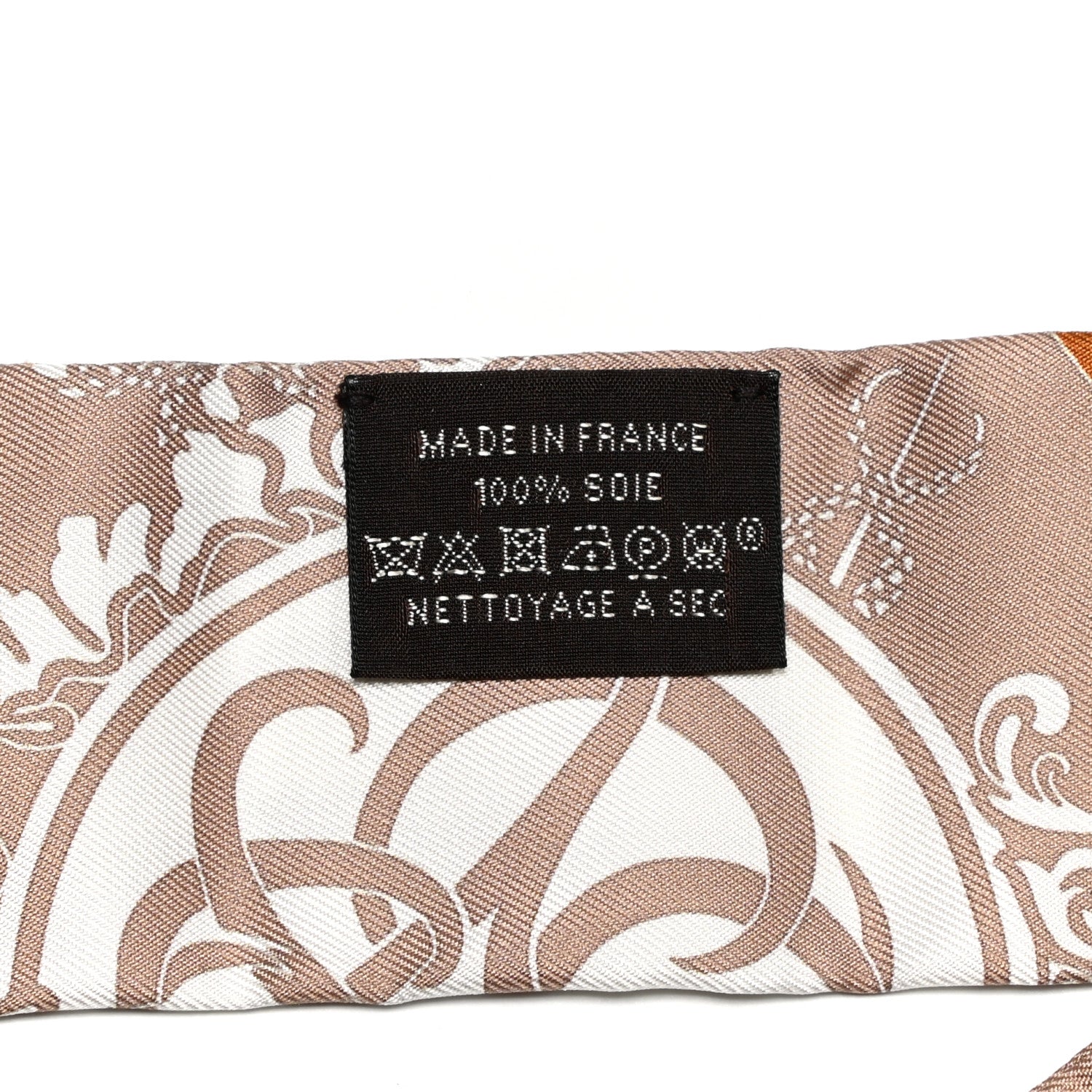 Hermes Silk Ex-Libris Twilly Beige White Caramel 2 of 4