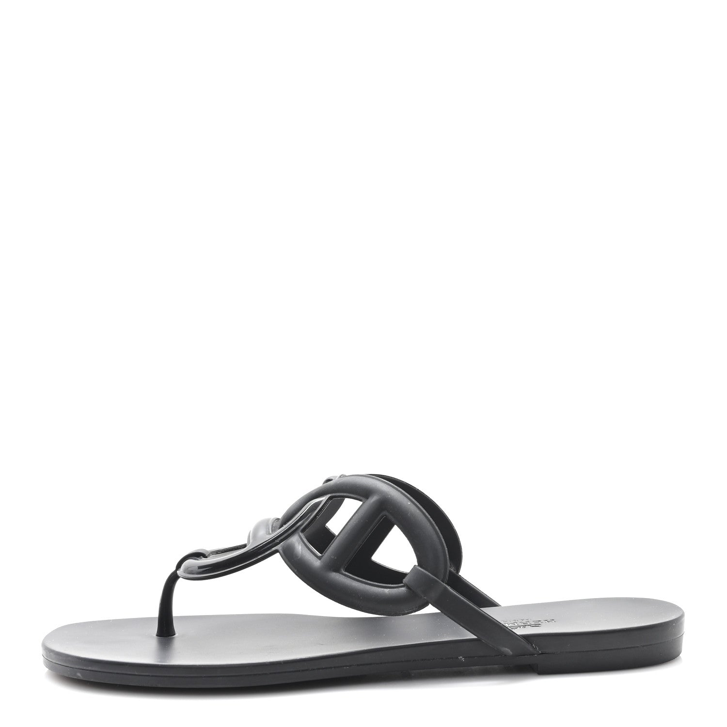 Hermes Rubber Womens Egerie Sandals 40 Black 1 of 10