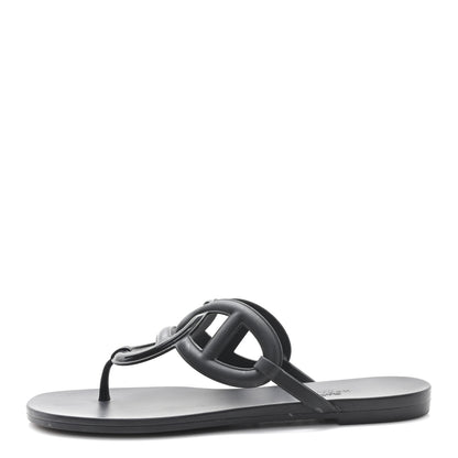 Hermes Rubber Womens Egerie Sandals 40 Black 1 of 10