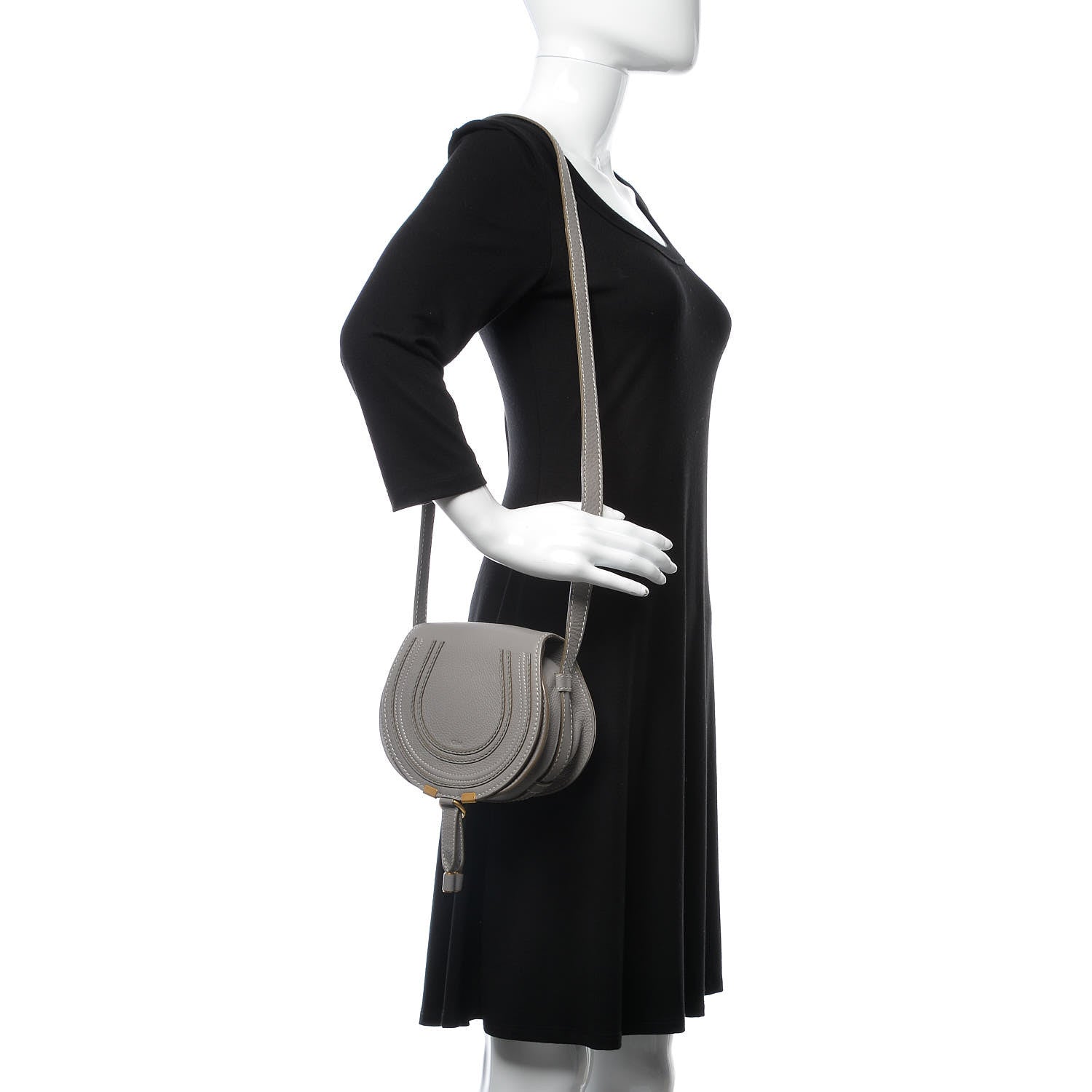 Chloe Calfskin Mini Marcie Round Crossbody Bag Cashmere Grey 2 of 11