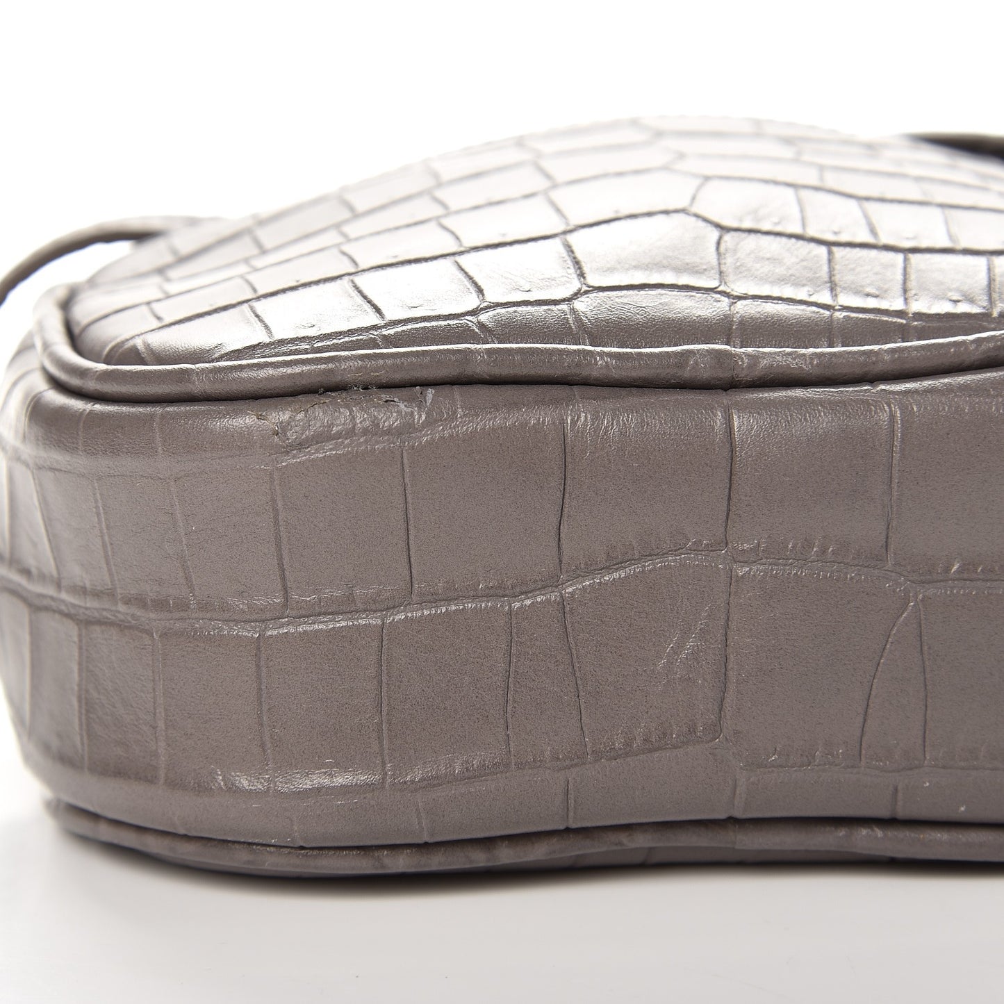 Calfskin Crocodile Embossed Monogram Blogger Bag Fog