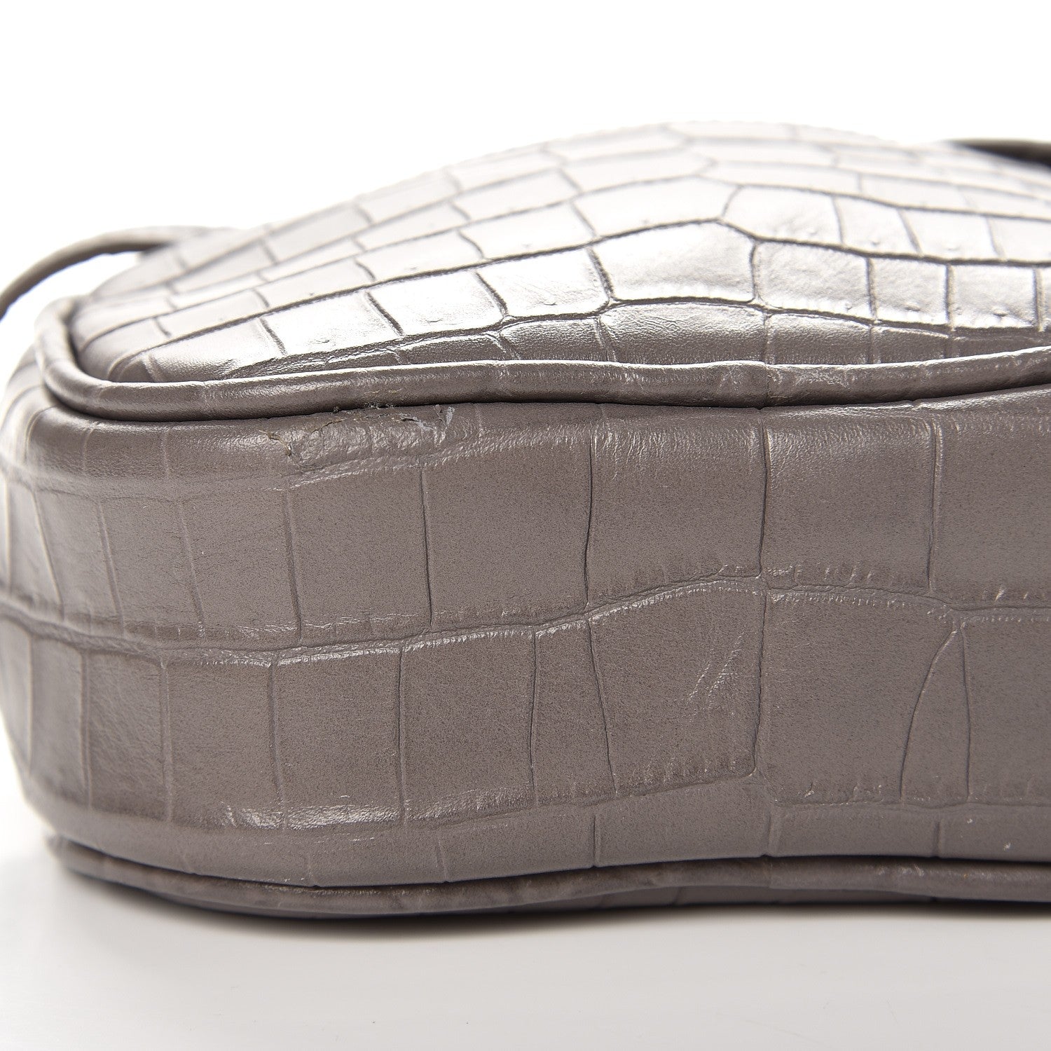 Saint Laurent Calfskin Crocodile Embossed Monogram Blogger Bag Fog 8 of 8