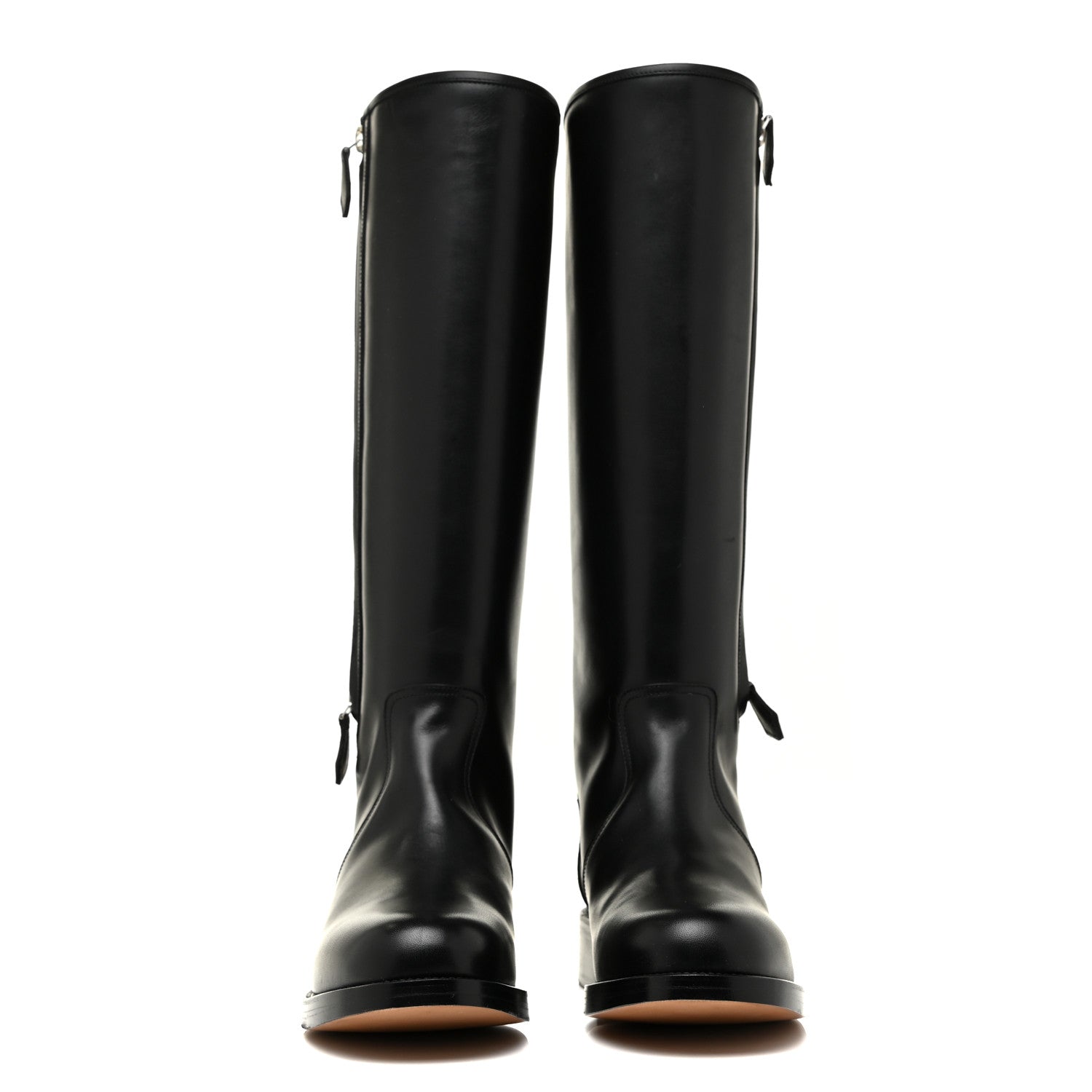 Hermes Box Calfskin Equestrian Land Boots 37.5 Black 2 of 10