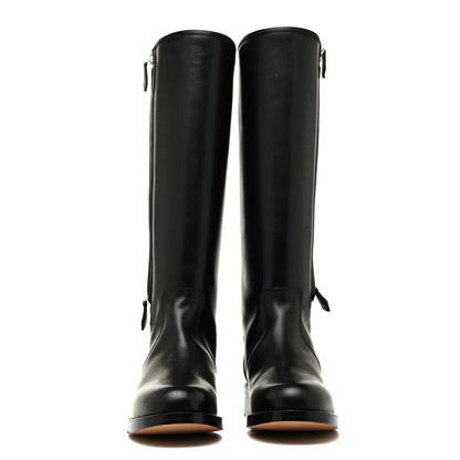 Hermes Box Calfskin Equestrian Land Boots 37.5 Black 2 of 10