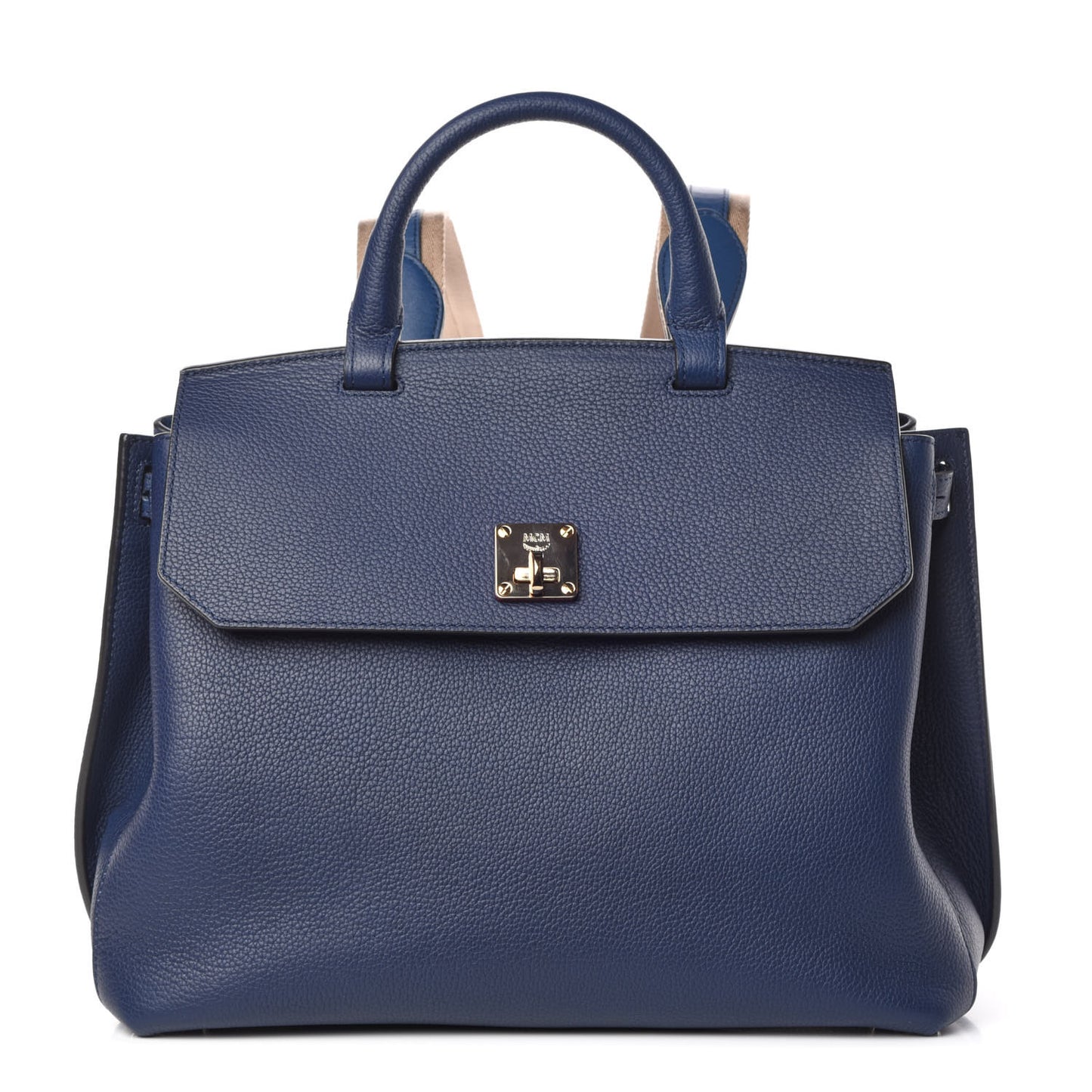 Pebbled Calfskin Medium Milla Backpack Navy Blue