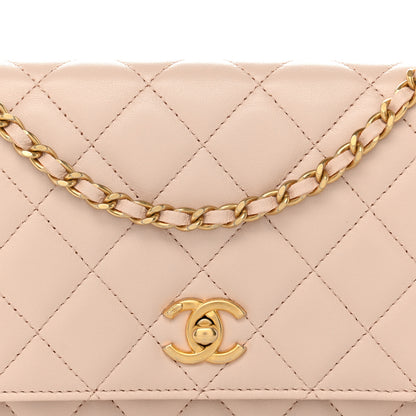Chanel Lambskin Quilted CC Pearl Crush Wallet on Chain WOC Light Beige 9 of 13