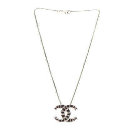 Chanel Resin Along The Nile CC Pendant Necklace Gold Purple 3 of 6