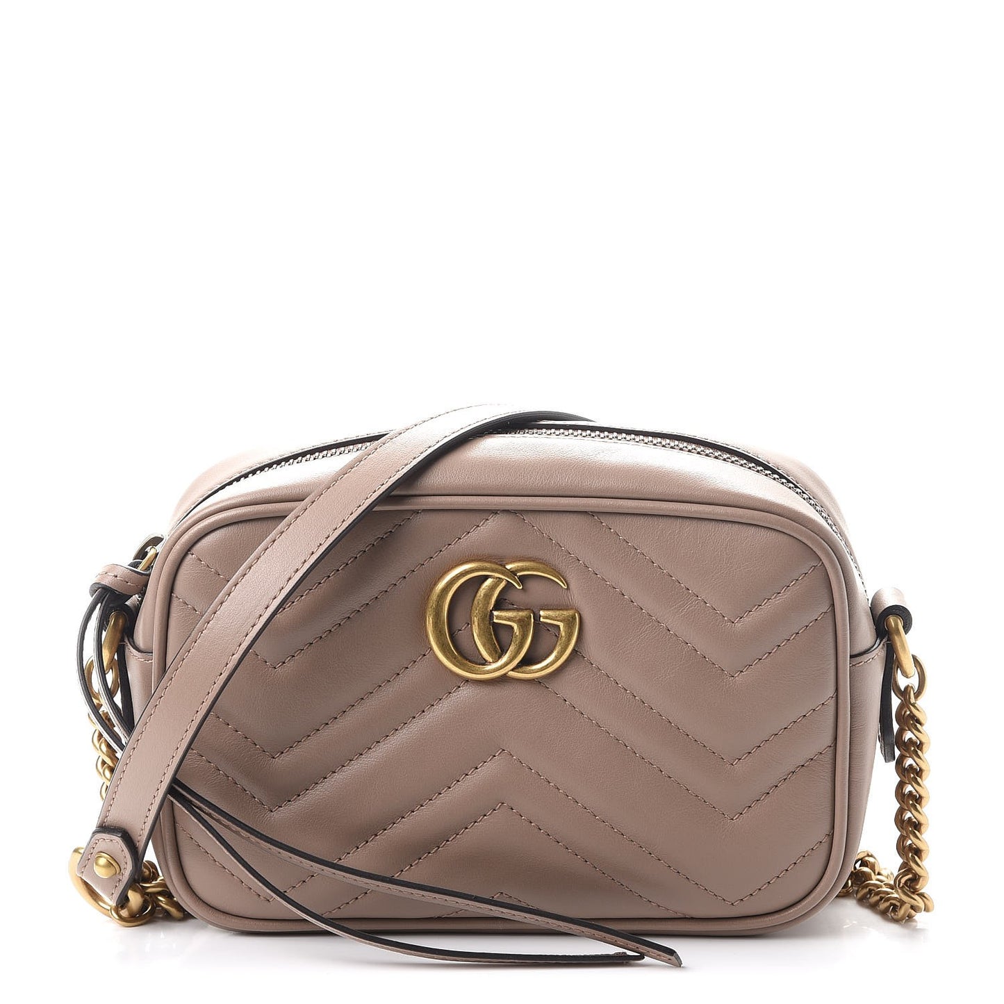 Calfskin Matelasse Mini GG Marmont Chain Shoulder Bag Porcelain Rose