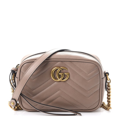 Gucci Calfskin Matelasse Mini GG Marmont Chain Shoulder Bag Porcelain Rose 1 of 8